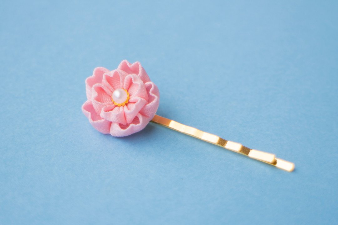 Double cherry blossom hairpin knob - 发饰 - 聚酯纤维 粉红色