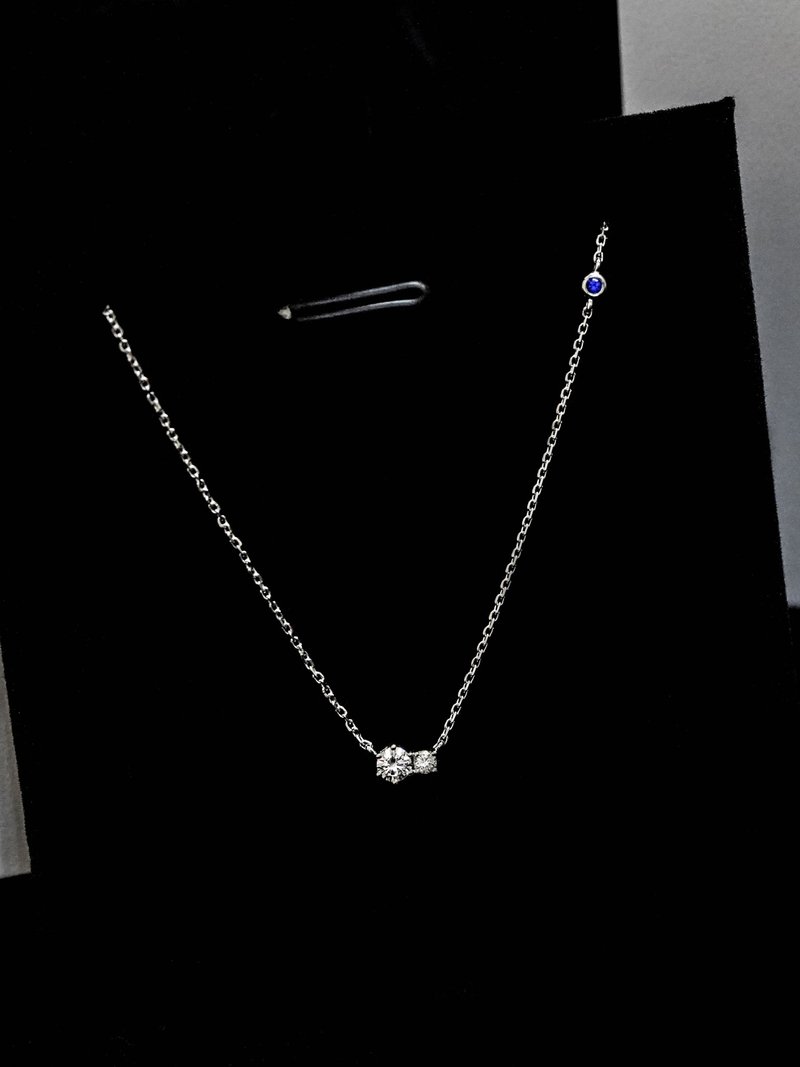 钻石项链-日暮(10+3分真钻+1分蓝宝石) 18K白金/金/玫瑰金可选择 - 项链 - 钻石 银色