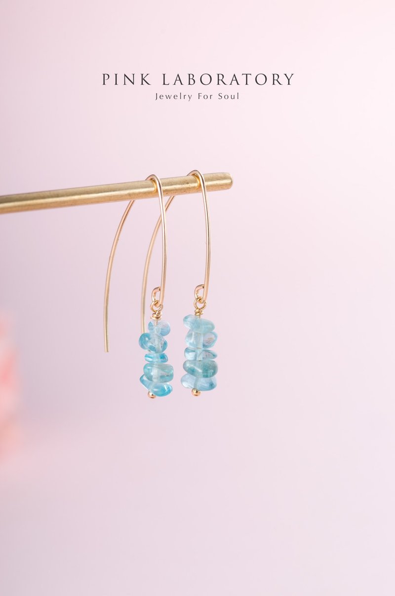 磷灰石14KGF耳环 | 天然水晶不褪色耳勾 | 天然水晶定制礼物 - 耳环/耳夹 - 宝石 