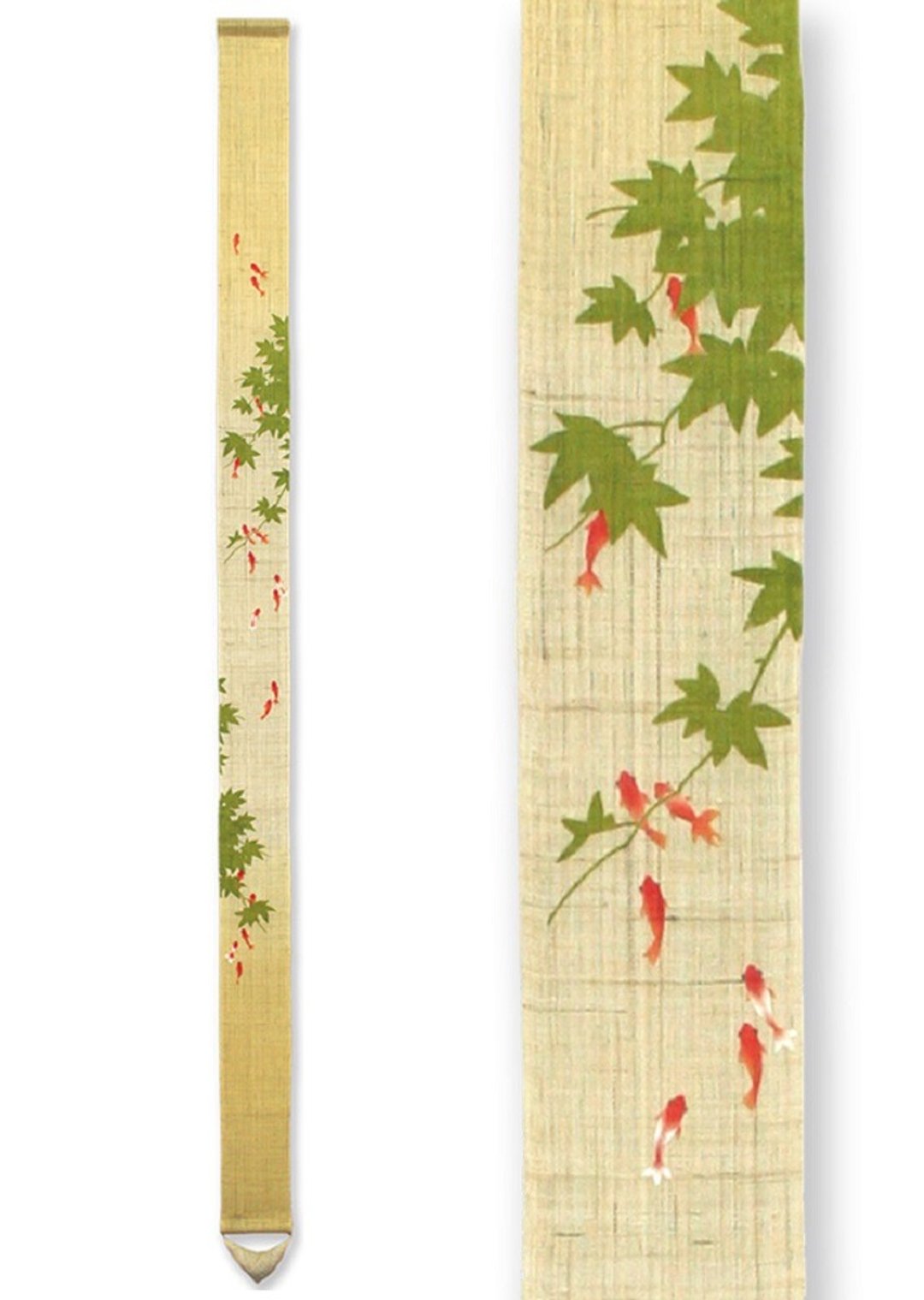 京都手绘细亚麻吊饰-金鱼与绿枫 - 摆饰 - 棉 