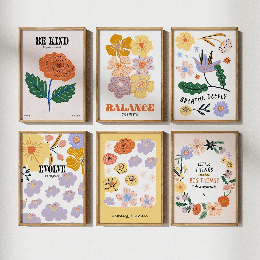 Floral Quotes - 缤纷花语画廊墙 x6 挂画装饰 海报 居家布置 - 电子手绘真人画像/绘画/插画 - 其他材质 