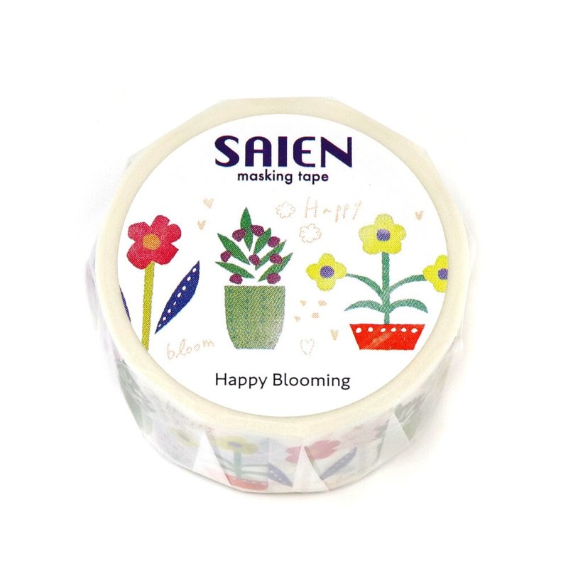 【日本 SAIEN】20mm 和纸胶带-乐在绽放 Happy Blooming - 纸胶带 - 纸 