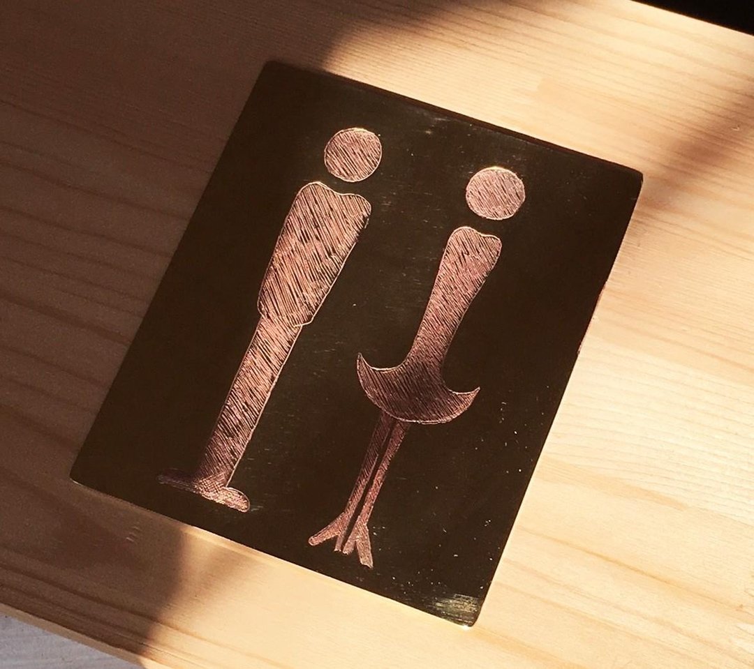 Toilet sign ◇ Brass etching plate - 其他 - 其他金属 金色