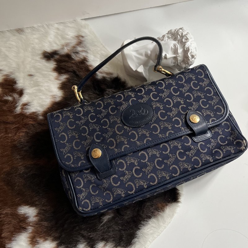 CELINE 赛琳 马车凯旋门 邮差包 - 手提包/手提袋 - 棉．麻 蓝色