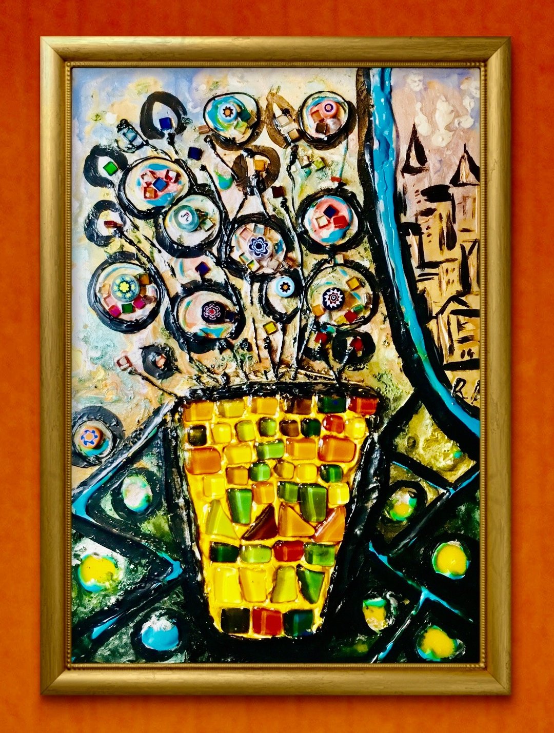花之城 – 现代抽象玻璃花卉画作 - 墙贴/壁贴 - 玻璃 