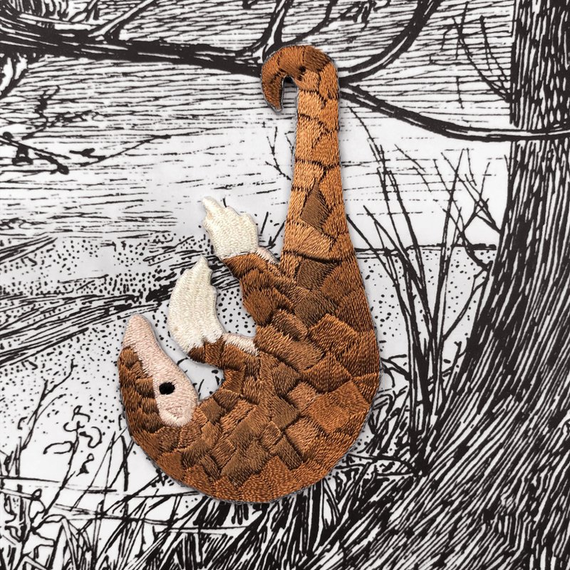 Novigo 濒临绝种动物熨烫刺绣 / 中华穿山甲 - 徽章/别针 - 绣线 