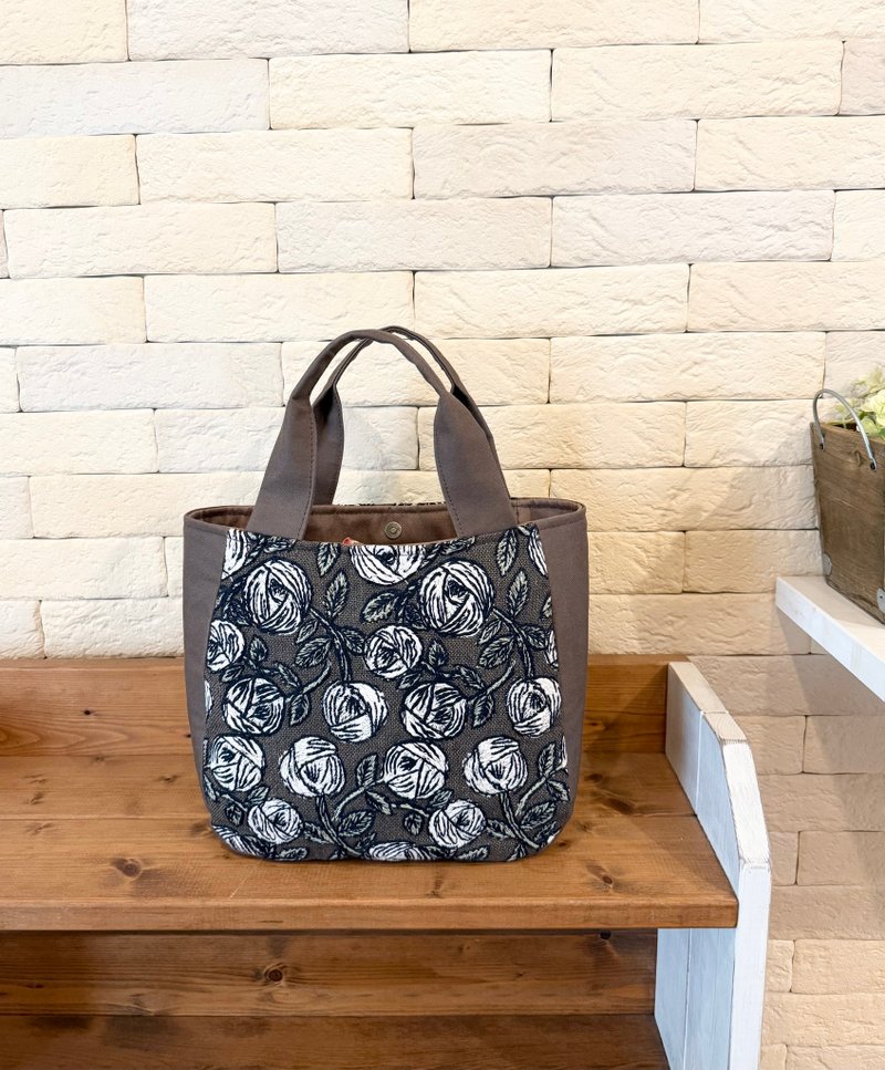 圆形托特包 rosy - 手提包/手提袋 - 棉．麻 咖啡色