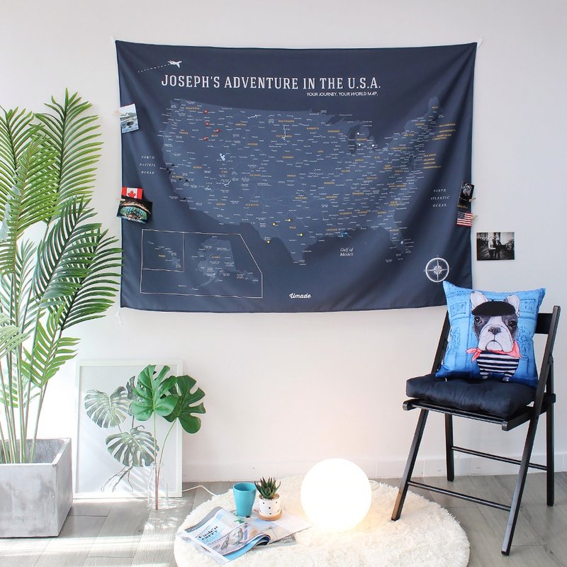 美国地图-你的专属美国地图(布)。太空灰(定制化礼物 圣诞礼物) - 海报/装饰画/版画 - 聚酯纤维 灰色