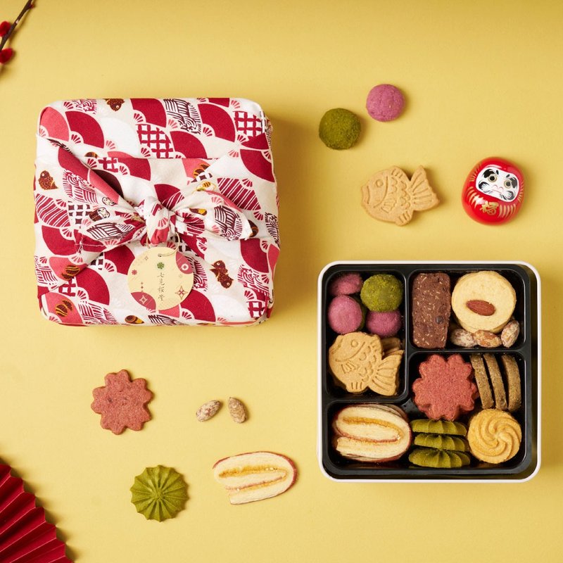 【年节礼盒预购】朝日迎春－风吕敷手工饼干铁盒 - 手工饼干 - 新鲜食材 