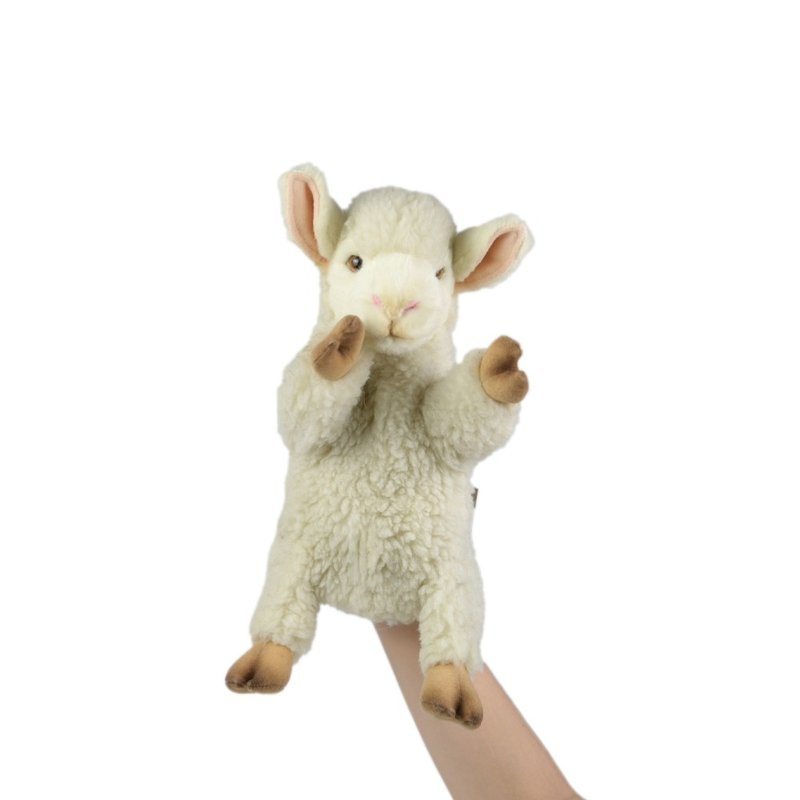 Hansa 7340-小羊手偶27厘米高 - 玩偶/公仔 - 环保材料 白色