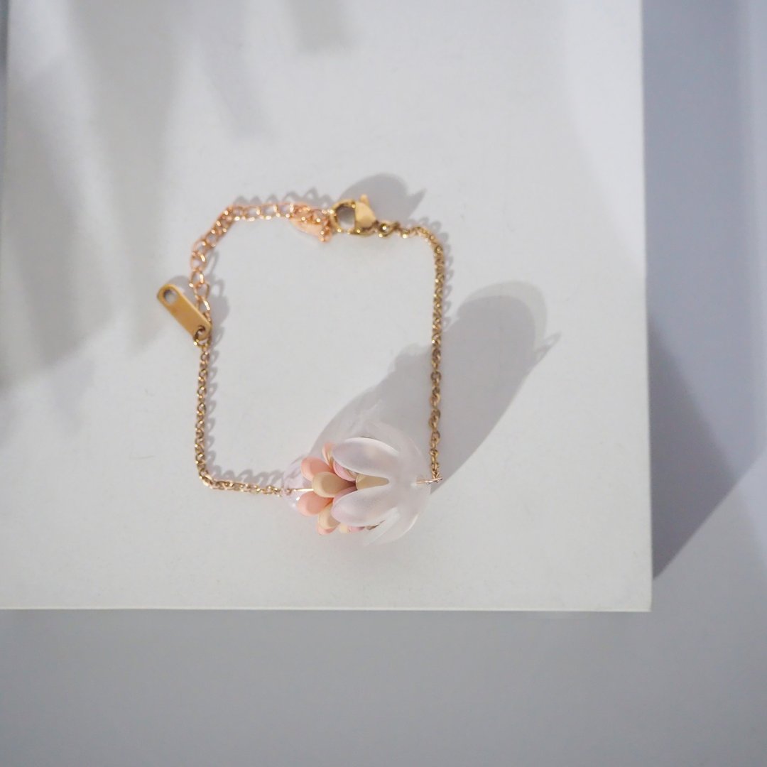 日本初桜开限定系列 | 18K玫瑰金樱花手錬 | SAKURA 串珠手工饰品 - 手链/手环 - 玫瑰金 粉红色