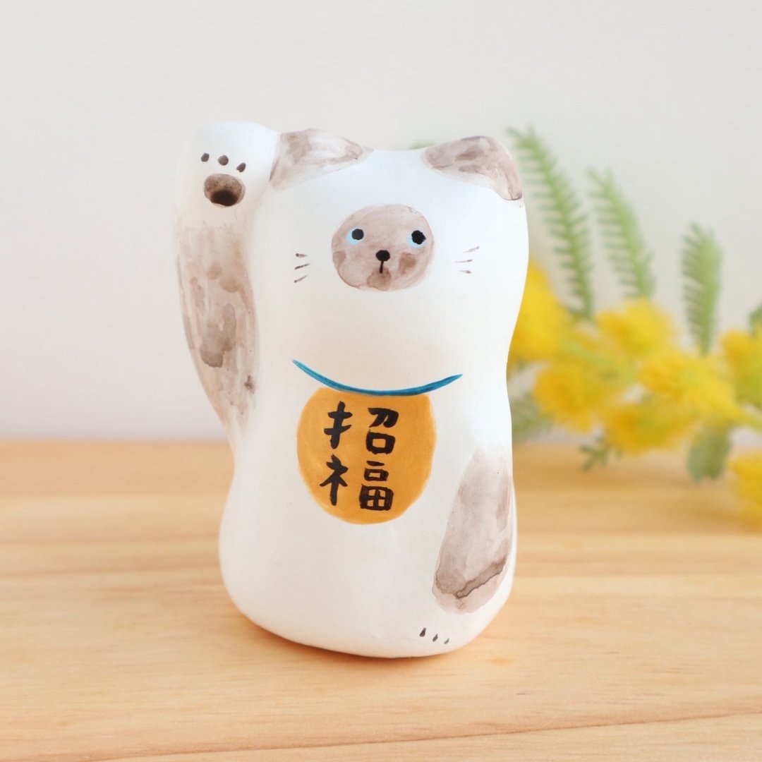 暹罗猫招财猫 - 摆饰 - 纸 卡其色