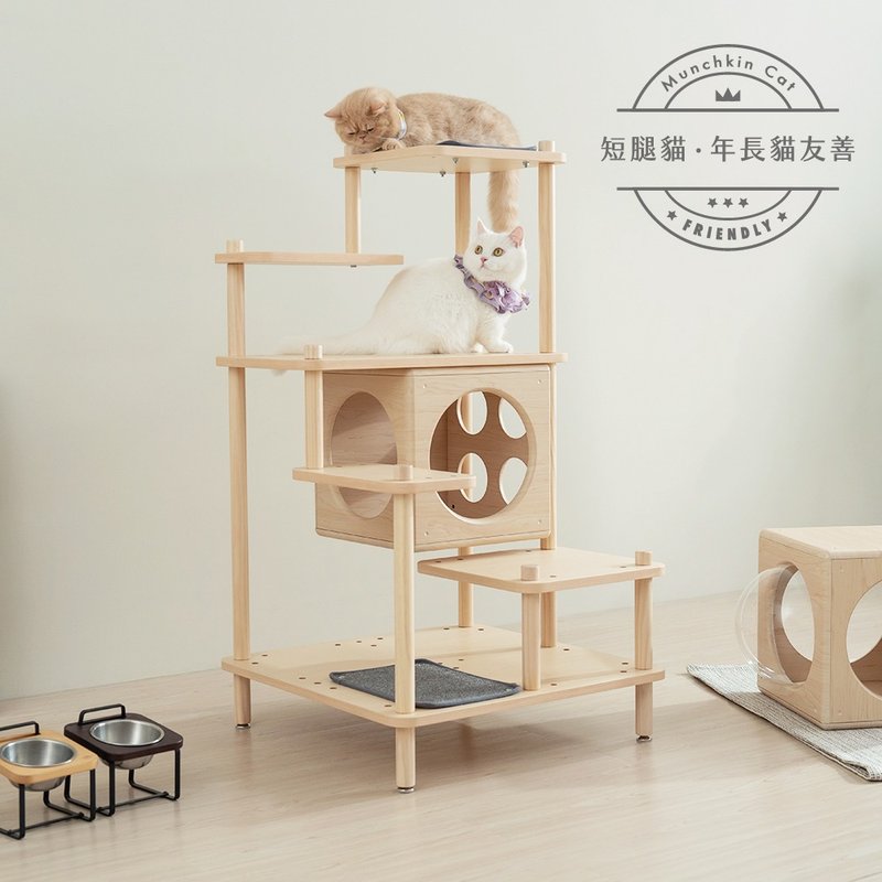 半半猫跳台 - 短腿旋转梯 - 抓板/跳台 - 木头 卡其色