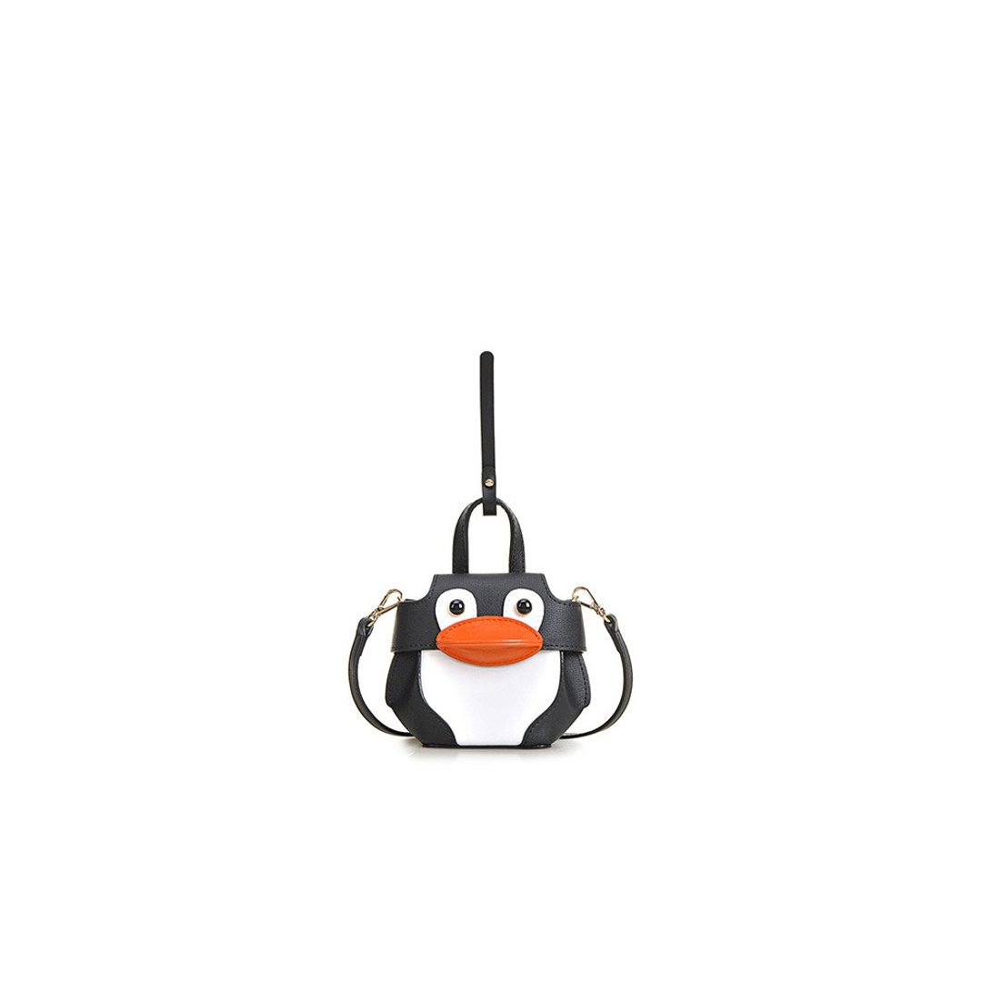 Penguin 人造革配牛皮革迷你斜挎包 - 侧背包/斜挎包 - 真皮 黑色
