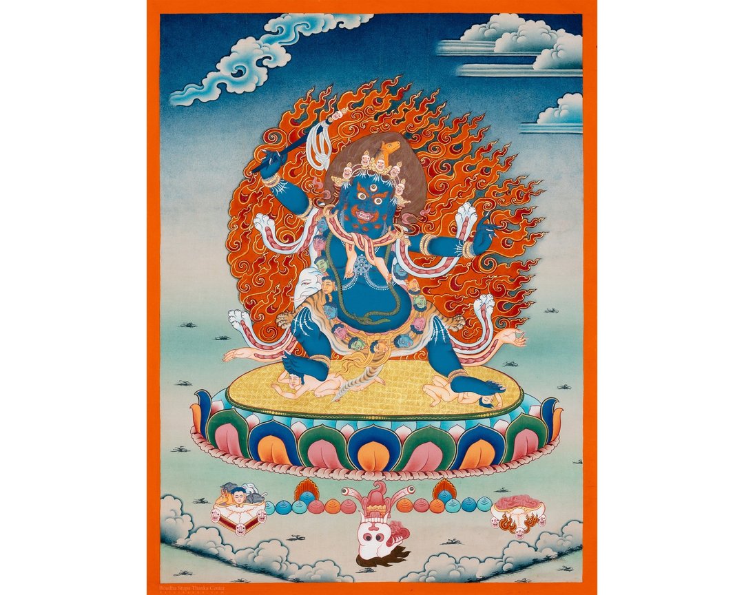 Mahakala 唐卡 象征保护和权力 动态描绘 - 墙贴/壁贴 - 其他材质 多色