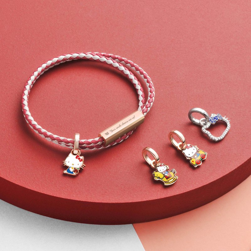 Hello Kitty特别版 定制化刻字 限量色编织皮革手环 (2色) - 手链/手环 - 真皮 粉红色