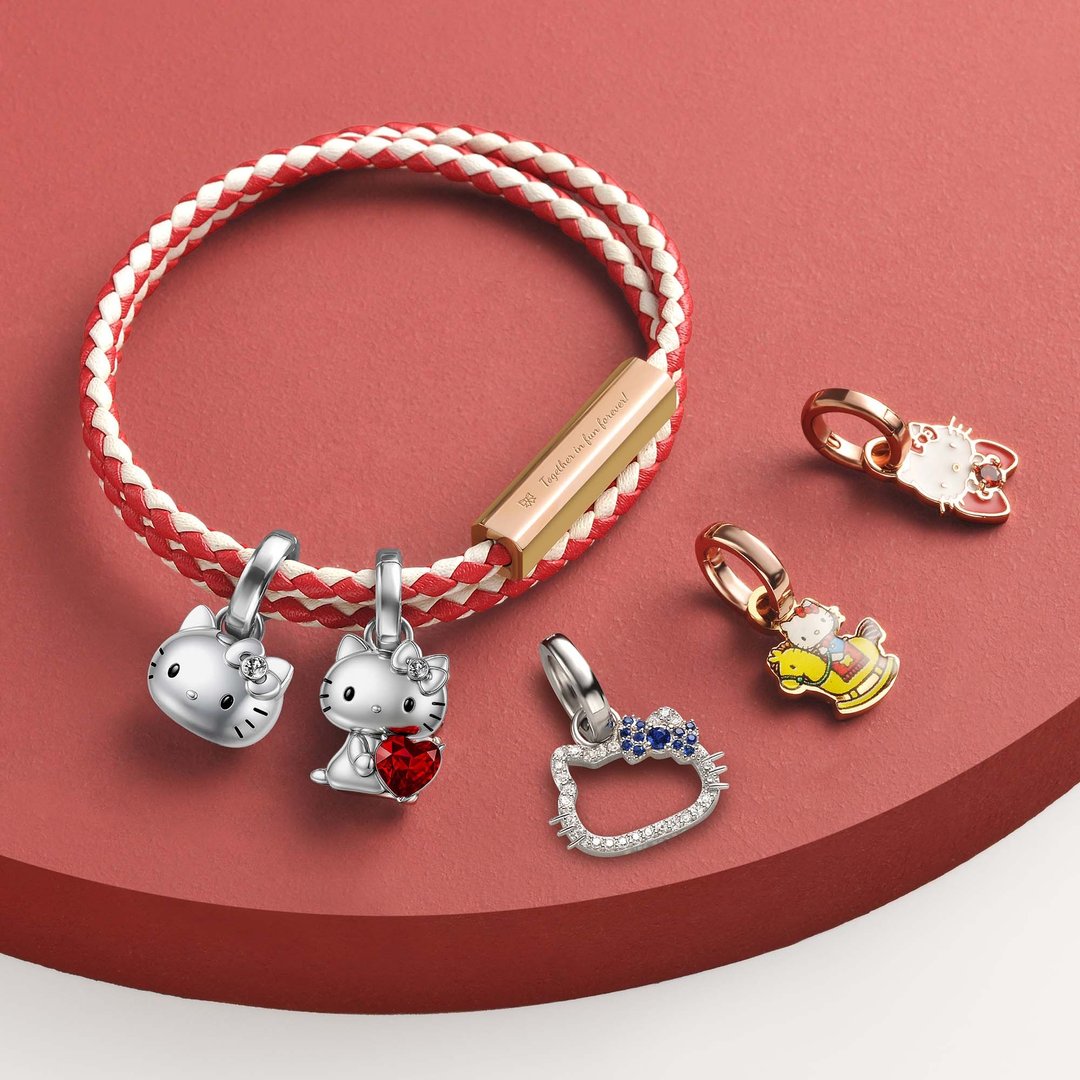 Hello Kitty 特别版 定制化刻字 限量色编织皮革手环 (2 色) - 手链/手环 - 真皮 粉红色