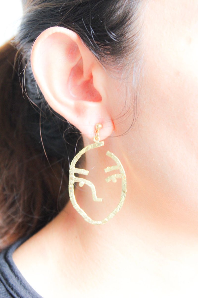 Human face earring - 耳环/耳夹 - 其他材质 