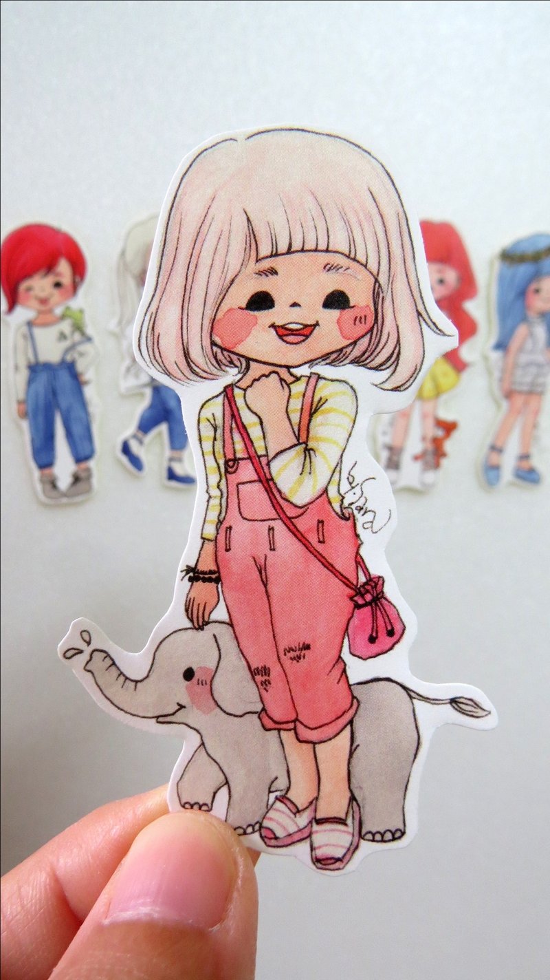 女孩们贴纸L组(五入一组) - 贴纸 - 纸 粉红色