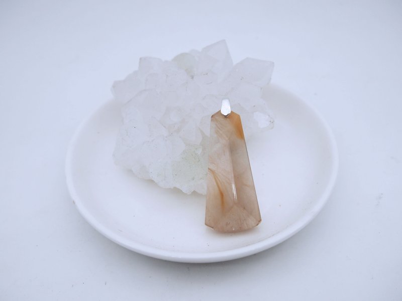 立体切割黄兔毛水晶(附皮绳) - 项链 - 宝石 橘色