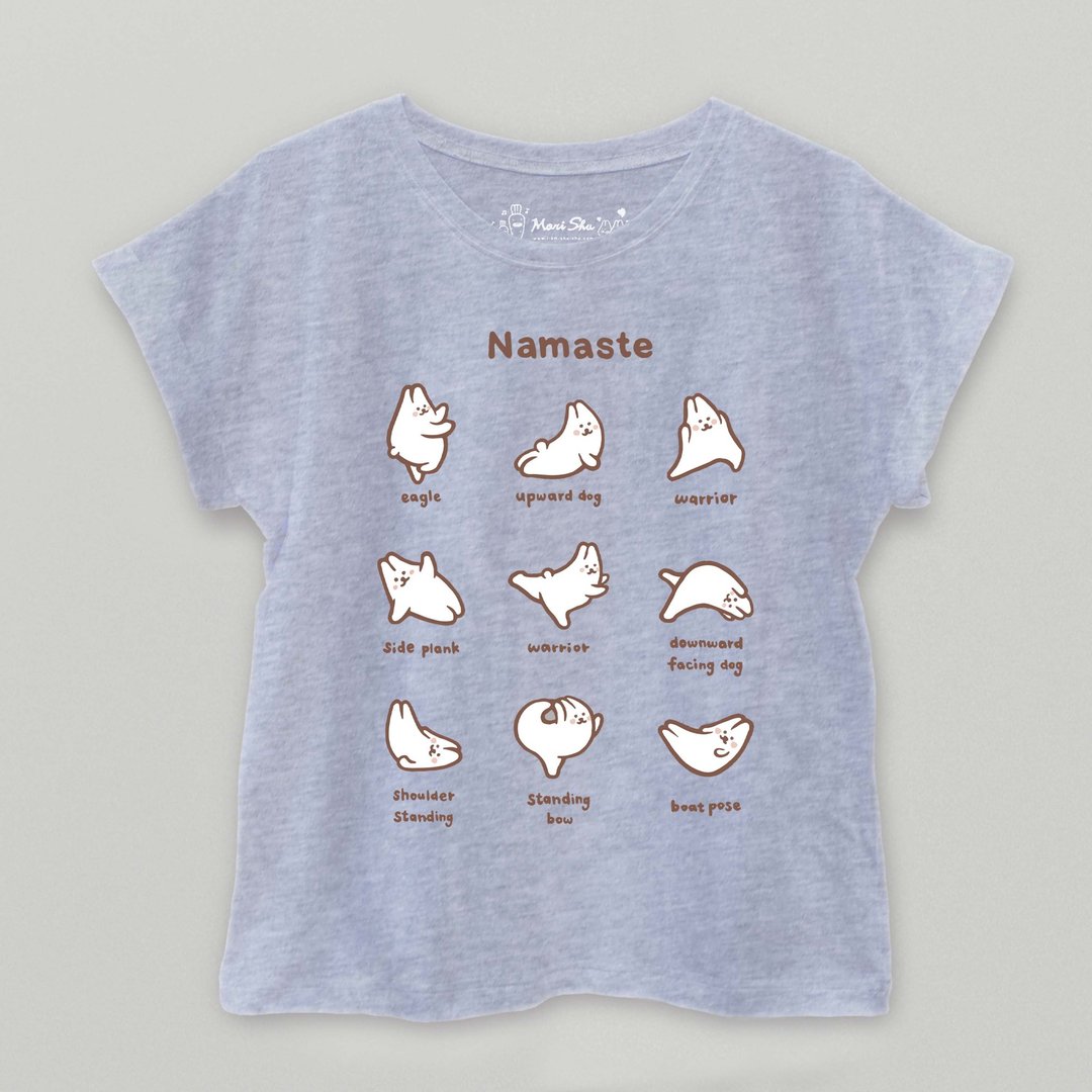 麻糬兔瑜珈YogaT-shirt - 女装上衣 - 棉 灰色