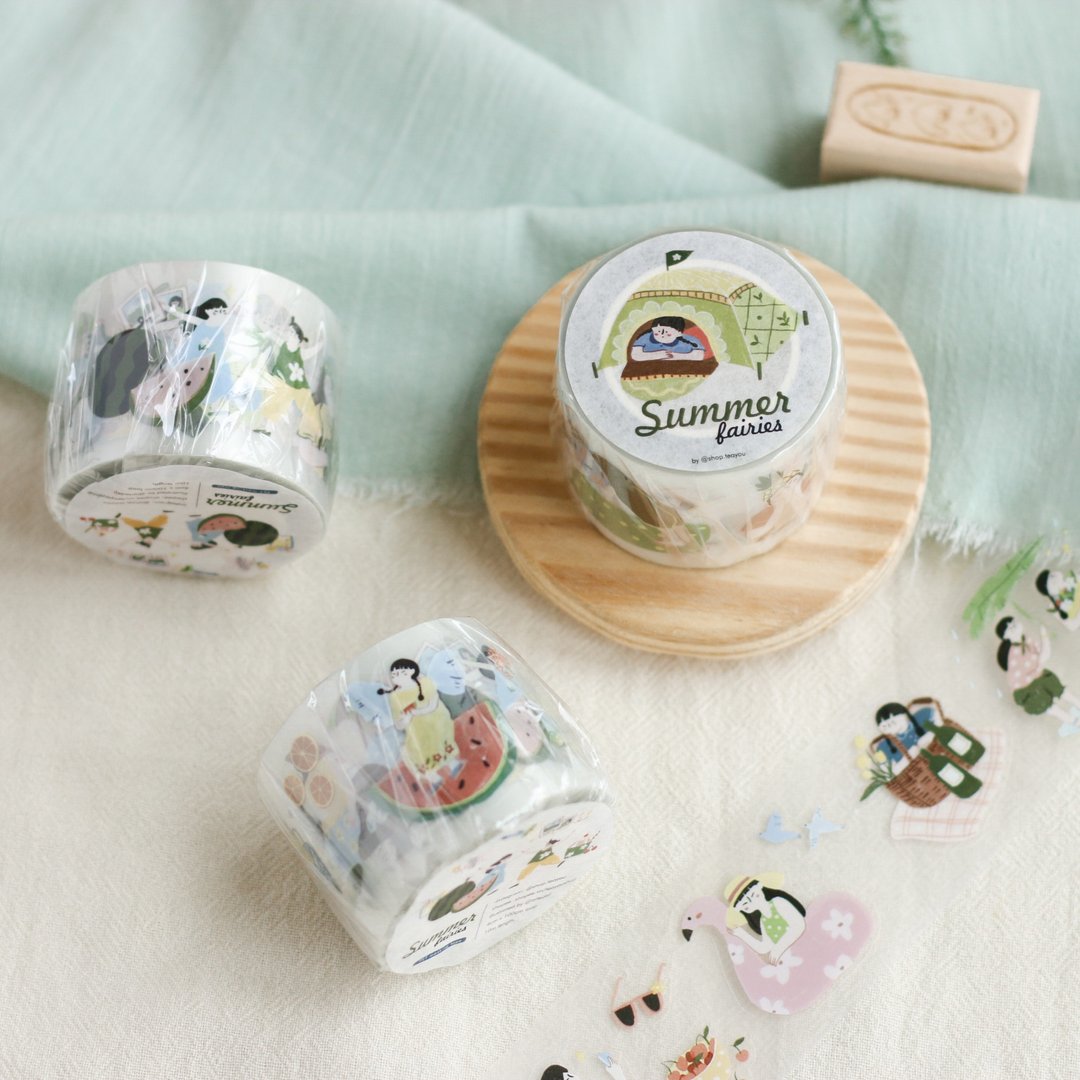 夏日精灵 | Teayoushop PET 胶带贴纸 | 去背设计 - 纸胶带 - 塑料 蓝色