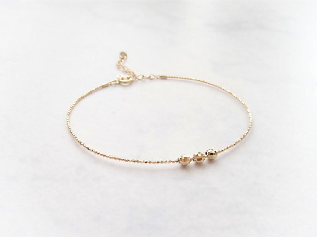 日本 18K 金镜面切割球 disco mirror ball 极细可调整记忆手环 - 手链/手环 - 贵金属 金色