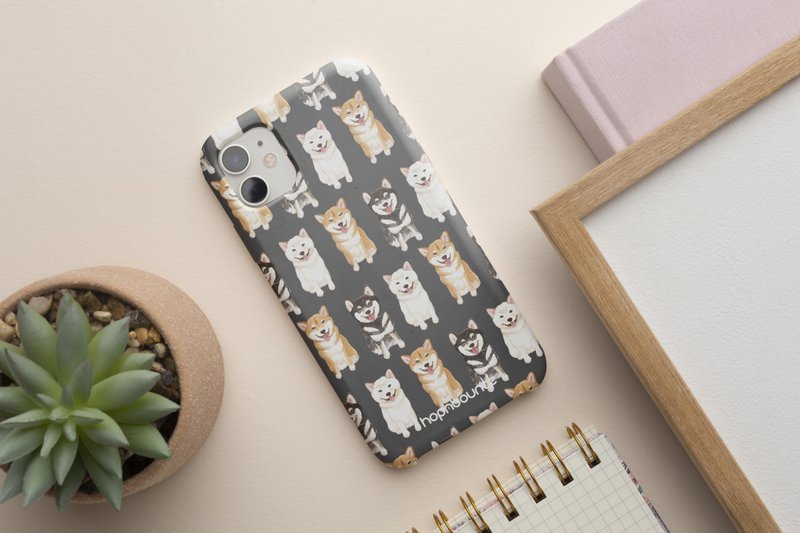 柴犬 小狗手机壳 iPhone 12 13 14 15 16 plus pro max - 手机壳/手机套 - 塑料 灰色
