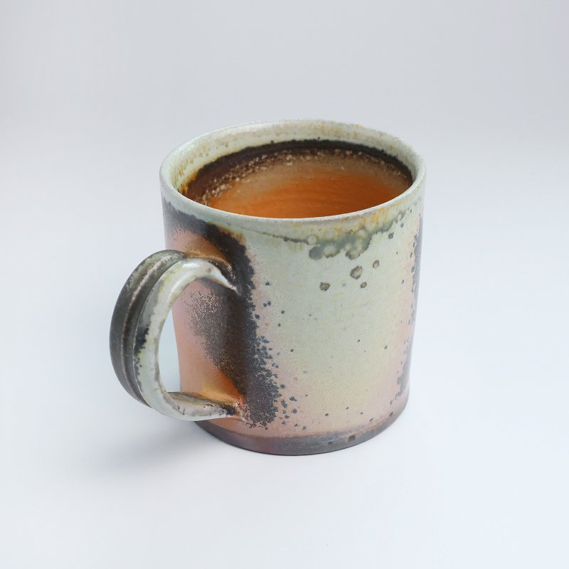 明芽窑 | 柴烧志野百变把杯 马克杯 咖啡杯 杯子 陶杯 橘红 H10 - 咖啡杯/马克杯 - 陶 橘色