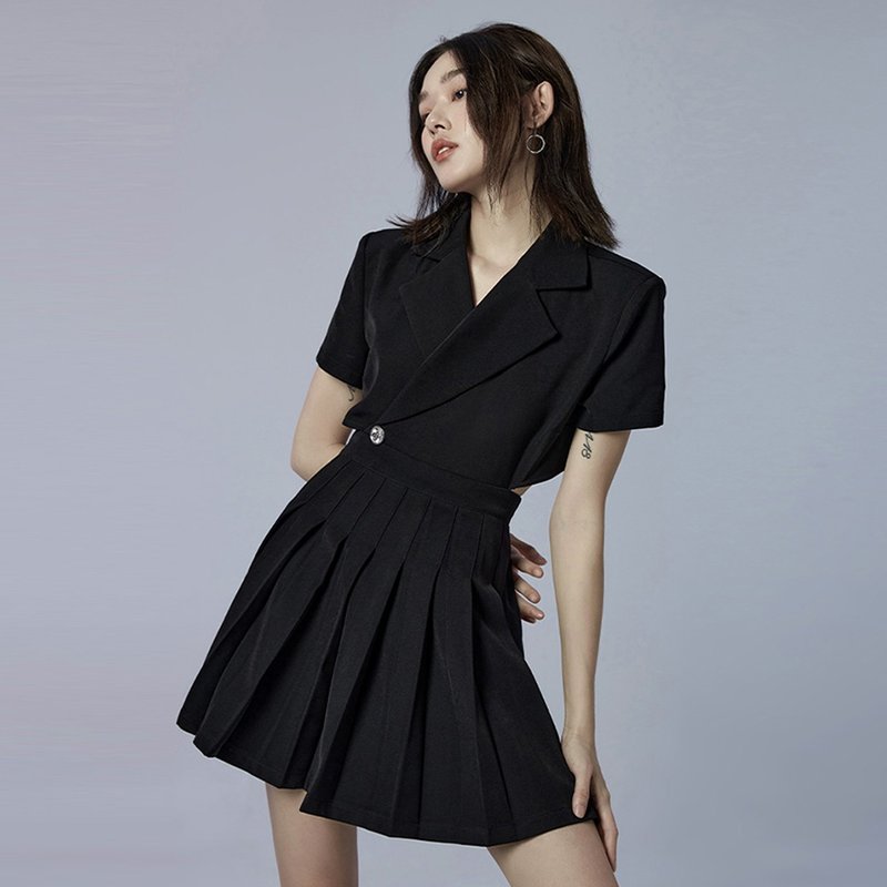 都市女巫镂空西装连身裙 - 女装西装外套/风衣 - 其他材质 黑色