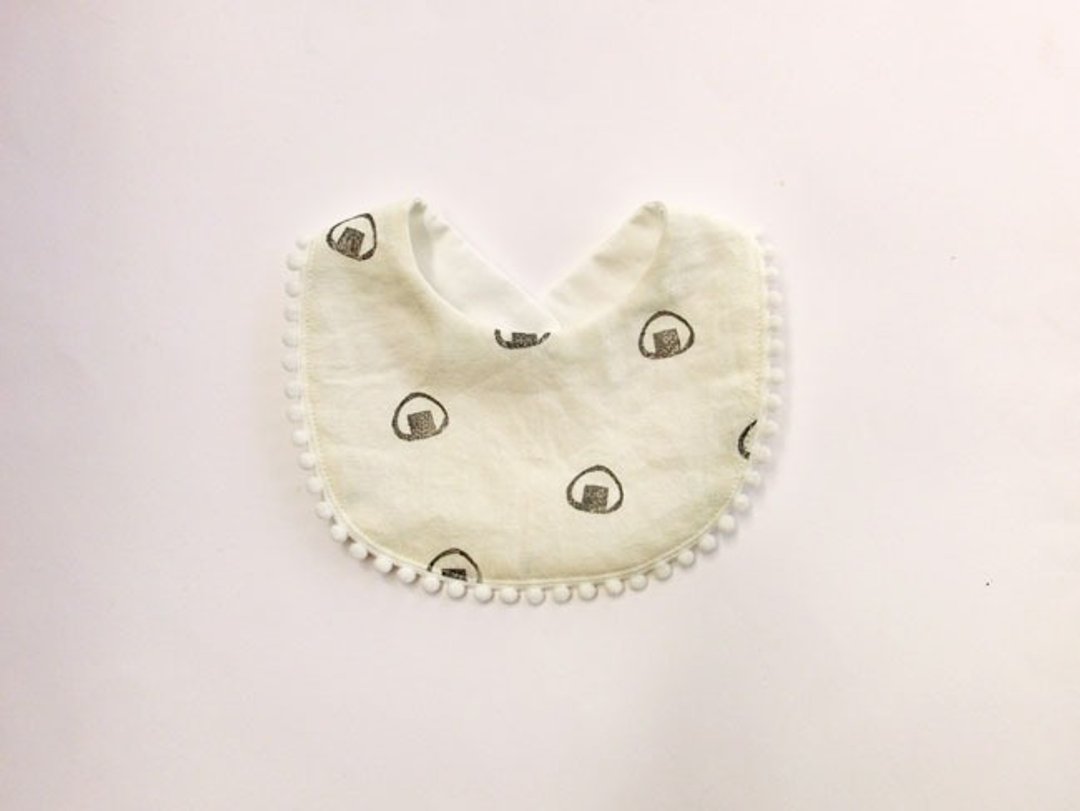 Rice ball bib made from Linen and organic cotton - 围嘴/口水巾 - 棉．麻 白色