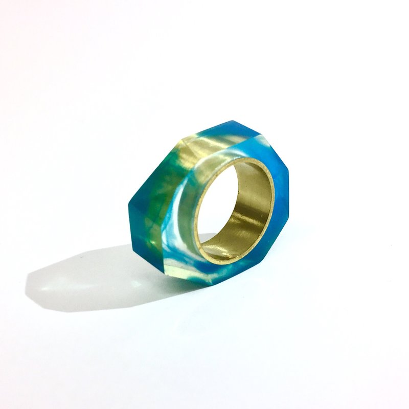 PRISM ring Gold Blue Clear - 戒指 - 其他金属 蓝色