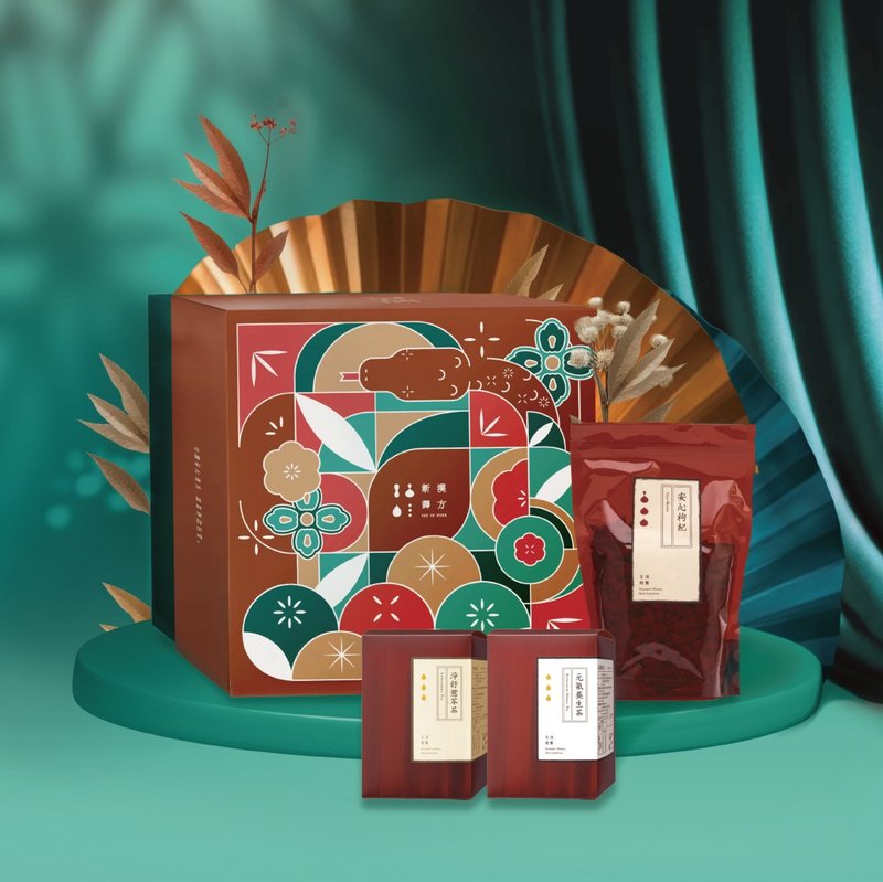 好运蛇来春节礼盒 | 蛇来运转春节礼 – 转运旺福必备款 - 茶 - 新鲜食材 红色