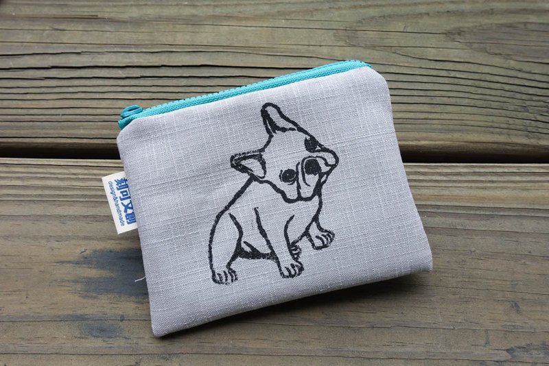 //任意装零钱包/宠物星球//法斗款 - 零钱包 - 棉．麻 灰色