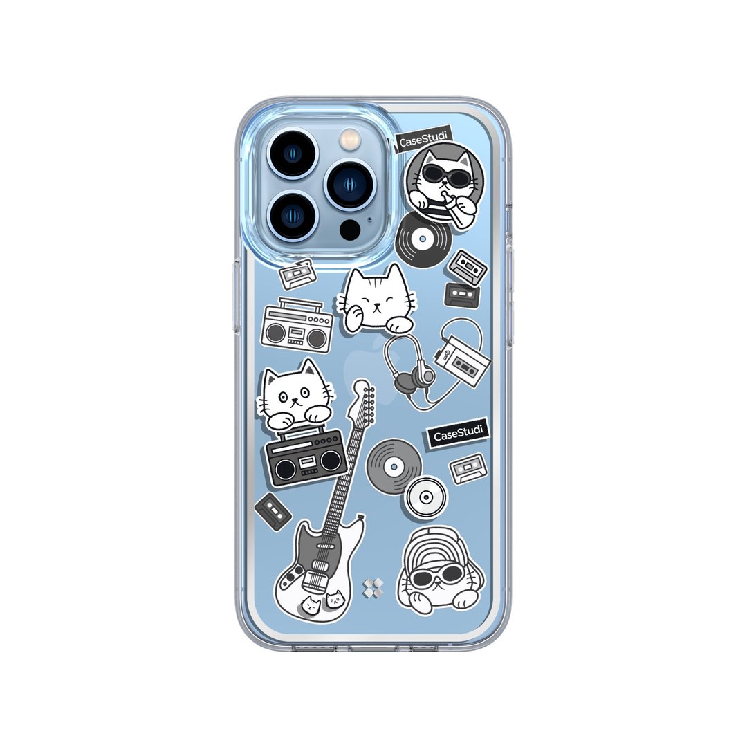 IPHONE 13 PRO MAX / 13 PRO / 13 CASE: CAST MUSIC CAT - 手机壳/手机套 - 塑料 透明