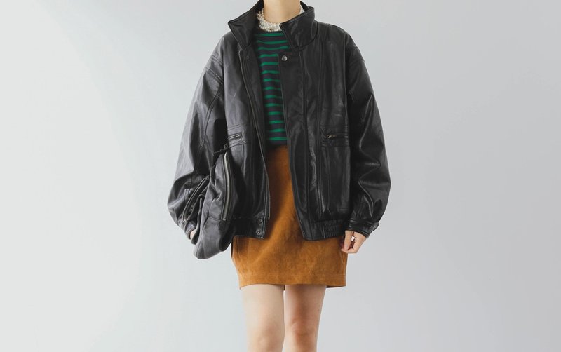 法式复古 巴黎腔调 时髦经典男友风 PU皮夹克外套 - 女装上衣 - 人造皮革 黑色