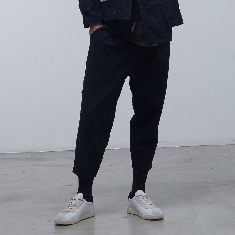 DYCTEAM - Noise Pattern Capri Pants - 男士长裤 - 棉．麻 蓝色