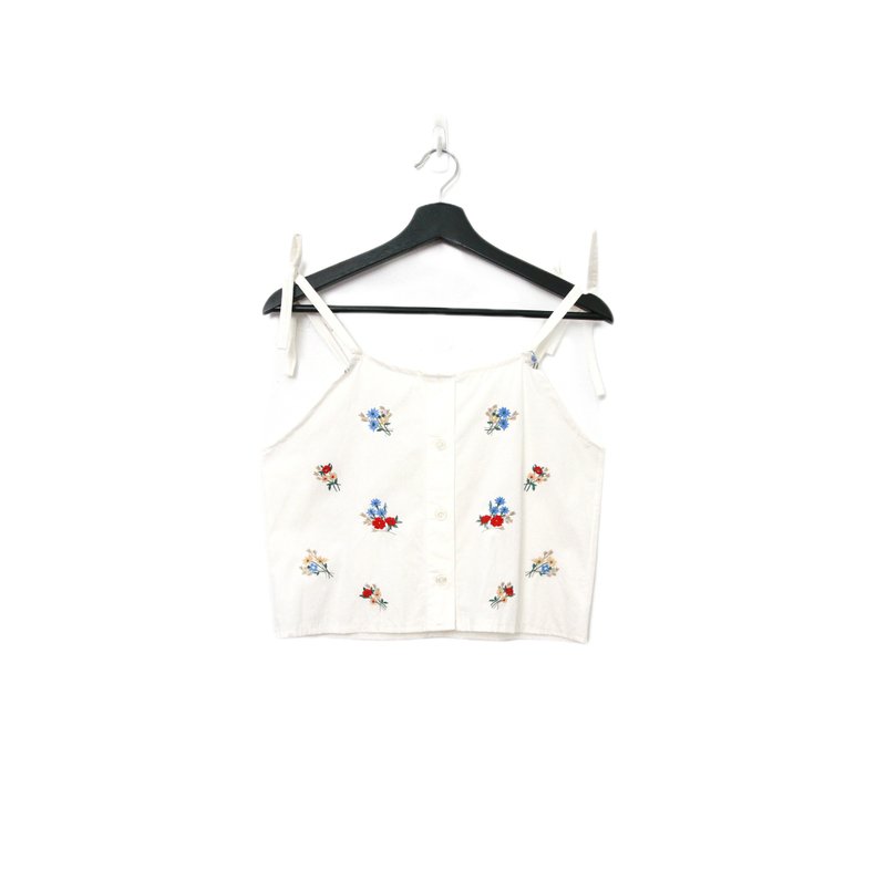 Back to Green-再制绑带刺绣 缤纷花束 花朵sv-30/ vintage vest - 女装背心 - 棉．麻 
