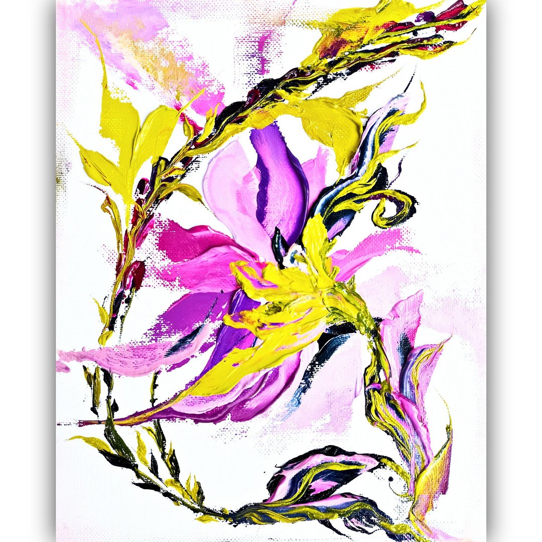 Lily Painting Flower Original Art Oil Floral Artwork Lily Small Wall Art - 海报/装饰画/版画 - 棉．麻 紫色