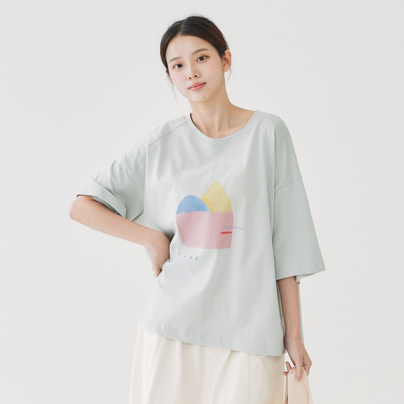 【Simply Yours】岛屿纯棉印花T 灰F - 女装 T 恤 - 棉．麻 灰色