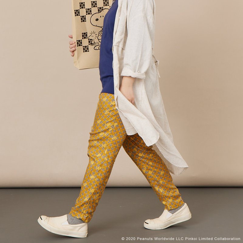 大人休闲长裤/限定花色/印花乐xPeanuts - 复古花砖 - 亲子装 - 其他人造纤维 橘色