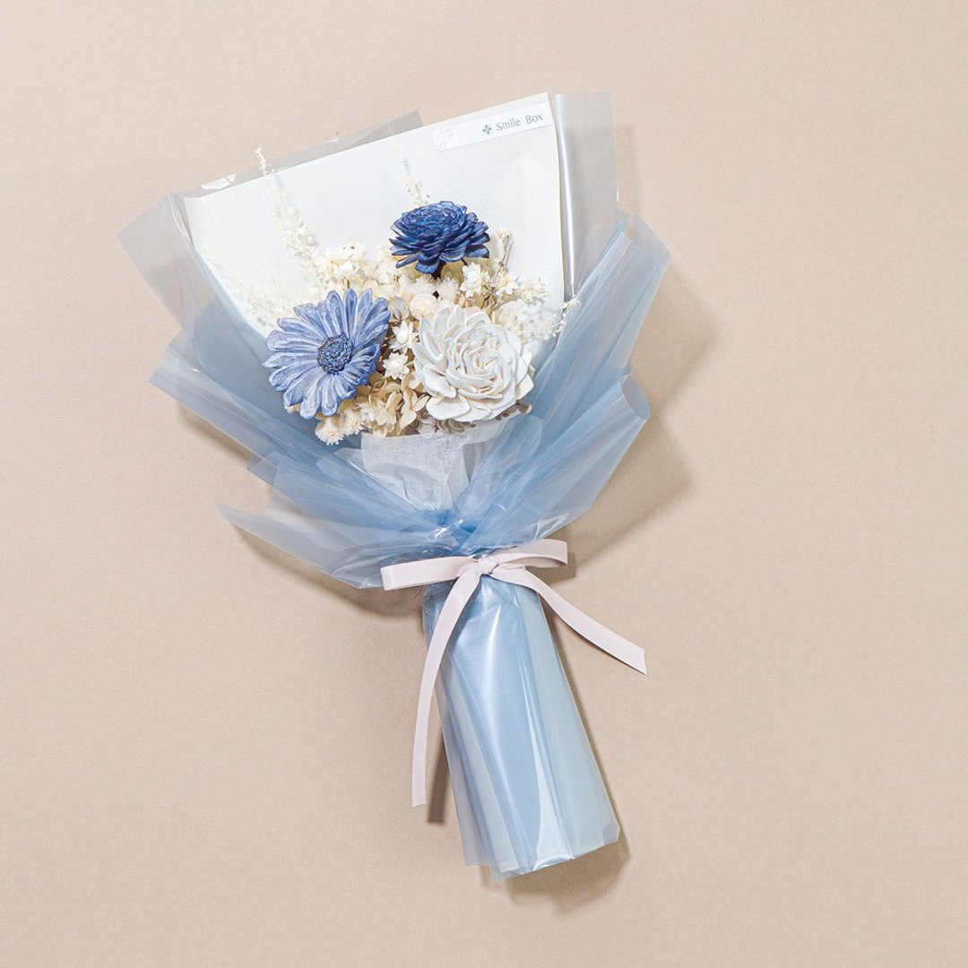 俏皮果冻永生花束 海洋蓝 情人节花束 求婚花束 生日礼物 毕业花 - 干燥花/捧花 - 植物．花 