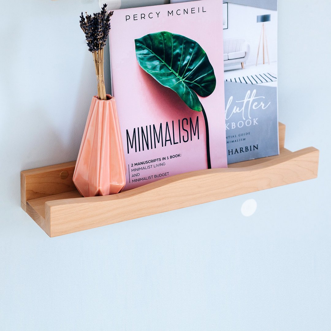 Floating Ledge Shelf, Wavy Shelf, Wooden Floating Shelf, Shelf with Curved Ledge - 书架/书挡 - 木头 