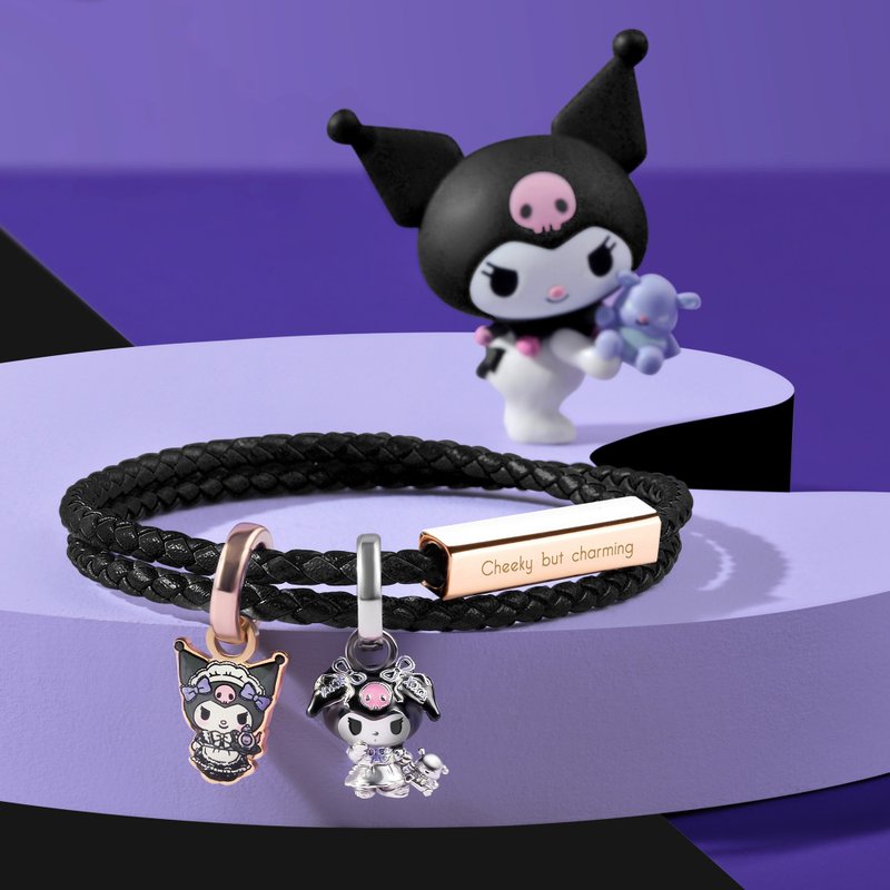 Kuromi 特别版 定制化刻字 编织皮革手环 (5色) - 手链/手环 - 真皮 黑色