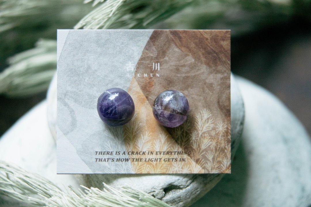 CRACK | 矿物系耳环 |  EARRINGS - 耳环/耳夹 - 玉石 紫色