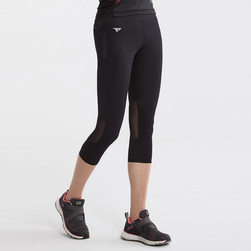 【SUPERACE】压缩紧身七分裤 / 女款 / 黑 - 女装运动裤 - 尼龙 黑色