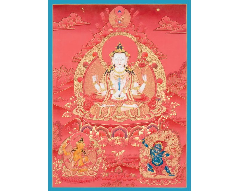 藏传观音唐卡画  手工制作的菩萨艺术品。 - 墙贴/壁贴 - 其他材质 多色