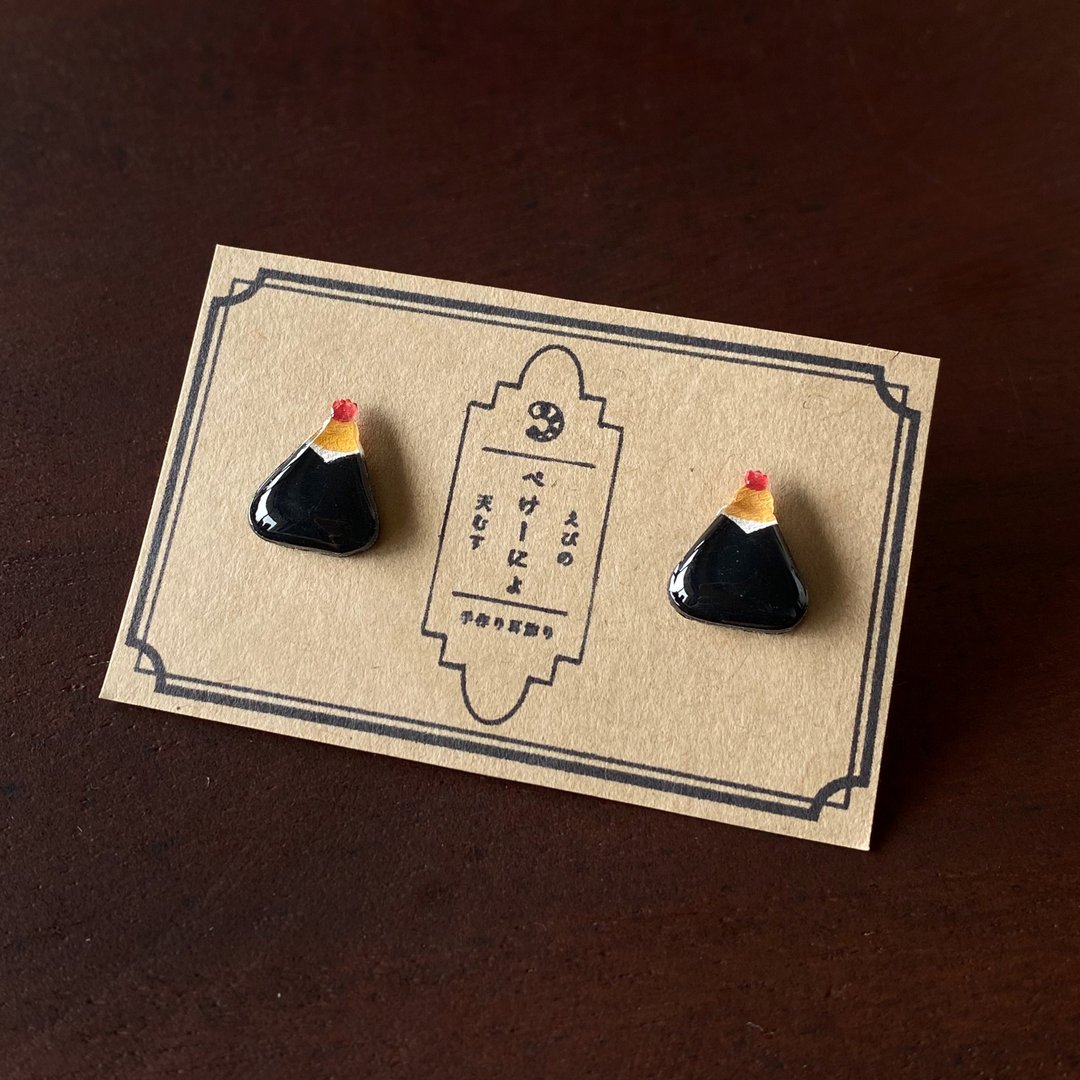 Shrimp Tenmusu Earrings Clip-On - 耳环/耳夹 - 塑料 黑色