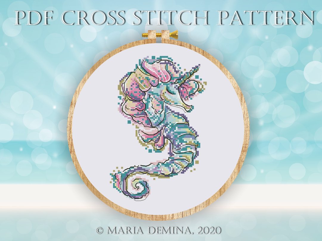 Seahorse (Sea Unicorn) PDF cross stitch pattern - 手工艺教程/工具书 - 其他材质 