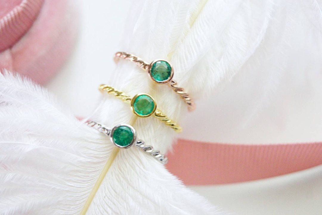 Natural Emerald Silver Ring - 戒指 - 纯银 绿色